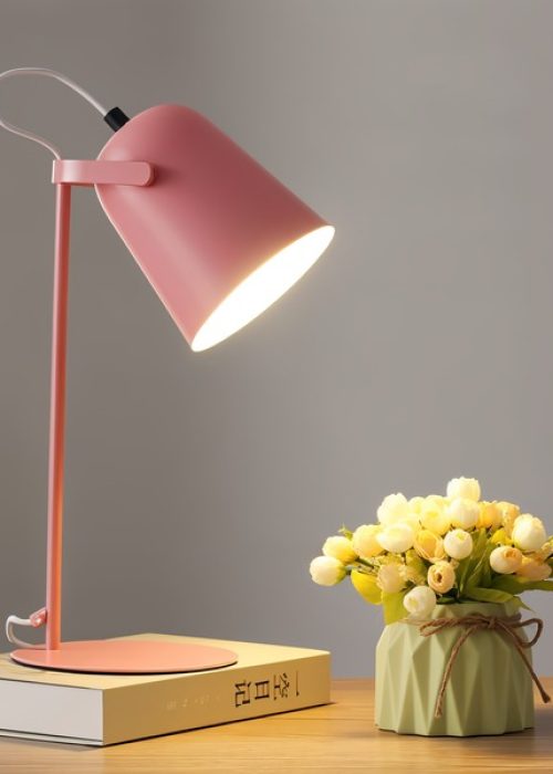 Modern Metal Desk Lamp with Adjustable Head, Mid-Century Matte Table Lamp for Study, Bedroom, and Office - YellowPink (7)